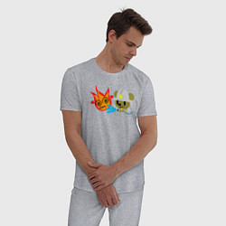 Пижама хлопковая мужская Мышонок пожарный, цвет: меланж — фото 2