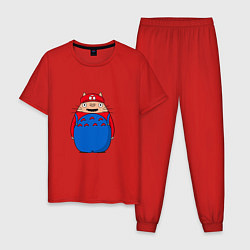 Пижама хлопковая мужская Тоторо Марио, цвет: красный
