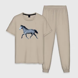 Пижама хлопковая мужская Голштинская лошадь, цвет: миндальный