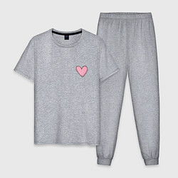 Пижама хлопковая мужская Нарисованное сердце - мини, цвет: меланж