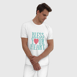 Пижама хлопковая мужская Благослови своё сердце, цвет: белый — фото 2