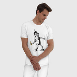 Пижама хлопковая мужская Бендер граффити, цвет: белый — фото 2