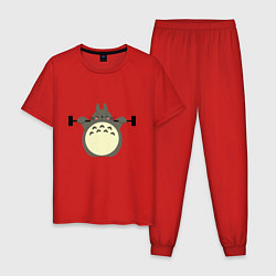 Пижама хлопковая мужская Тоторо на спорте, цвет: красный