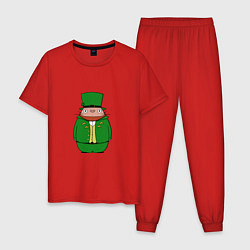 Пижама хлопковая мужская Тоторо лепрекон, цвет: красный