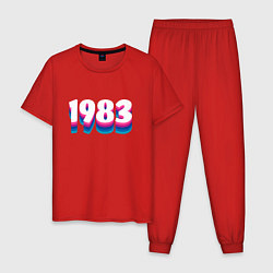 Пижама хлопковая мужская Made in 1983 vintage art, цвет: красный