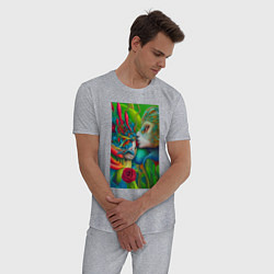 Пижама хлопковая мужская Поцелуй - нейросеть - art, цвет: меланж — фото 2