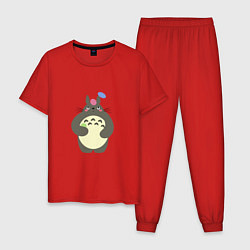 Пижама хлопковая мужская Тоторо жонглер, цвет: красный
