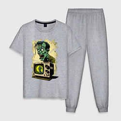 Пижама хлопковая мужская Зомбо-ящик, цвет: меланж