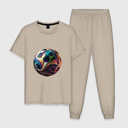 Пижама хлопковая мужская Мяч лидера, цвет: миндальный