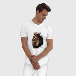 Пижама хлопковая мужская Лев-царь в короне, цвет: белый — фото 2