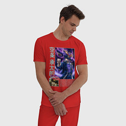 Пижама хлопковая мужская Джотаро и стар платинум, цвет: красный — фото 2