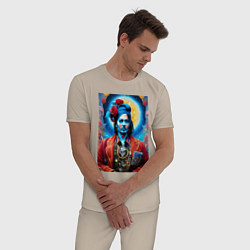Пижама хлопковая мужская Джонни Депп - нейросеть - фантазия, цвет: миндальный — фото 2