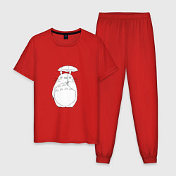 Пижама хлопковая мужская Милый Тоторо с зонтом, цвет: красный