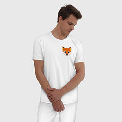 Пижама хлопковая мужская Мордочка лисы, цвет: белый — фото 2