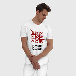 Пижама хлопковая мужская Крестики нолики game over, цвет: белый — фото 2