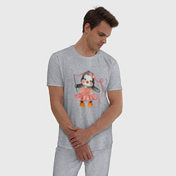 Пижама хлопковая мужская Пингвин балерина, цвет: меланж — фото 2