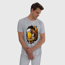 Пижама хлопковая мужская Накатигр с кружкой, цвет: меланж — фото 2