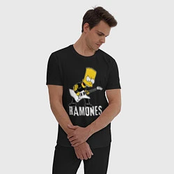 Пижама хлопковая мужская Ramones Барт Симпсон рокер, цвет: черный — фото 2