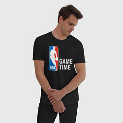 Пижама хлопковая мужская Game time, цвет: черный — фото 2