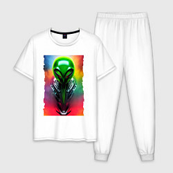 Мужская пижама Alien - neural network - art - neon glow