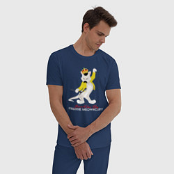 Пижама хлопковая мужская Фредди Меркьюри кот, цвет: тёмно-синий — фото 2