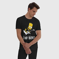 Пижама хлопковая мужская Limp Bizkit Барт Симпсон рокер, цвет: черный — фото 2