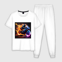 Пижама хлопковая мужская Огненный suzuki, цвет: белый