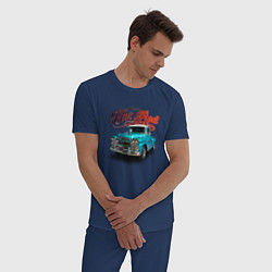 Пижама хлопковая мужская Пикап Chevrolet Apache 3100, цвет: тёмно-синий — фото 2