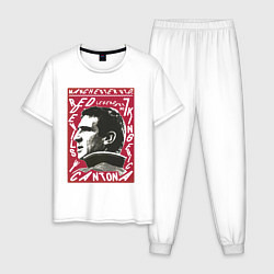 Пижама хлопковая мужская Эрик Кантона Манчестер Юнайтед, цвет: белый
