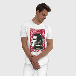 Пижама хлопковая мужская Эрик Кантона Манчестер Юнайтед, цвет: белый — фото 2