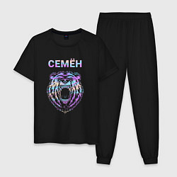 Пижама хлопковая мужская Семен голограмма, цвет: черный