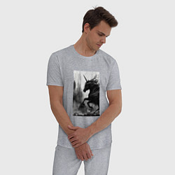 Пижама хлопковая мужская Мрачный единорог, цвет: меланж — фото 2