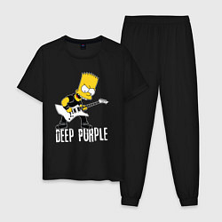 Пижама хлопковая мужская Deep Purple Барт Симпсон рокер, цвет: черный