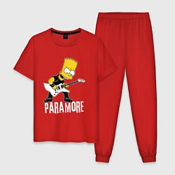 Пижама хлопковая мужская Paramore Барт Симпсон рокер, цвет: красный
