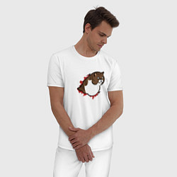 Пижама хлопковая мужская Чужой кот, цвет: белый — фото 2