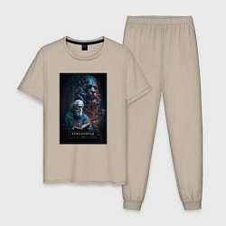 Пижама хлопковая мужская Красноярск - персонаж, цвет: миндальный