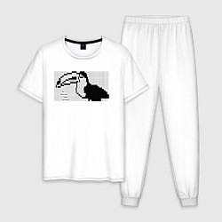 Пижама хлопковая мужская Le toucan has arrived - Twitch ASCII art, цвет: белый