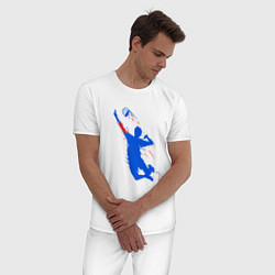 Пижама хлопковая мужская Волейболист в прыжке, цвет: белый — фото 2