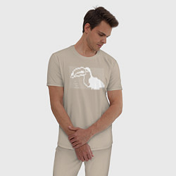 Пижама хлопковая мужская Le toucan has arrived Twitch ASCII art белый, цвет: миндальный — фото 2