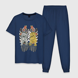 Пижама хлопковая мужская Львиная защита, цвет: тёмно-синий