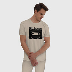 Пижама хлопковая мужская Old school music, цвет: миндальный — фото 2