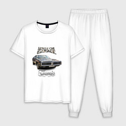 Пижама хлопковая мужская Американский масл-кар Dodge Charger, цвет: белый