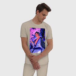 Пижама хлопковая мужская Зоро красавец, цвет: миндальный — фото 2