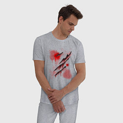Пижама хлопковая мужская Кровавые порезы, цвет: меланж — фото 2