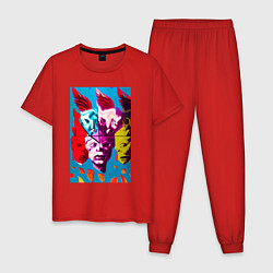 Пижама хлопковая мужская Энди Уорхол - поп-арт, цвет: красный