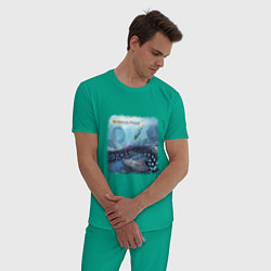 Пижама хлопковая мужская Subnautica - подводный мир, цвет: зеленый — фото 2