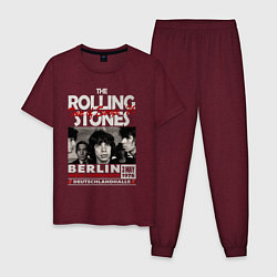 Пижама хлопковая мужская The Rolling Stones rock, цвет: меланж-бордовый