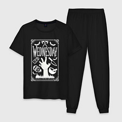 Пижама хлопковая мужская Логотип Wednesday, цвет: черный