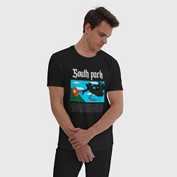 Пижама хлопковая мужская Южный парк Кенни в стиле Сотворение Адама, цвет: черный — фото 2
