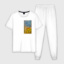 Пижама хлопковая мужская Фуенте скай, цвет: белый